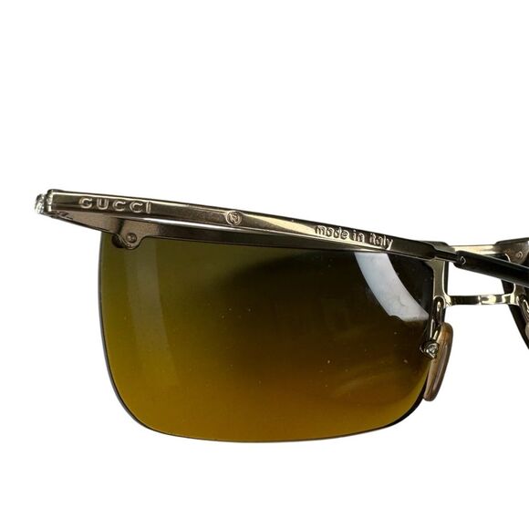 Gucci Shield Sunglasses Gold Tone Metal - Picture 7 of 10